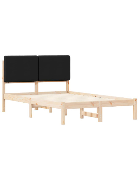 Letto con Testiera Rivestita Nero 120 x 200 cm Pino massello