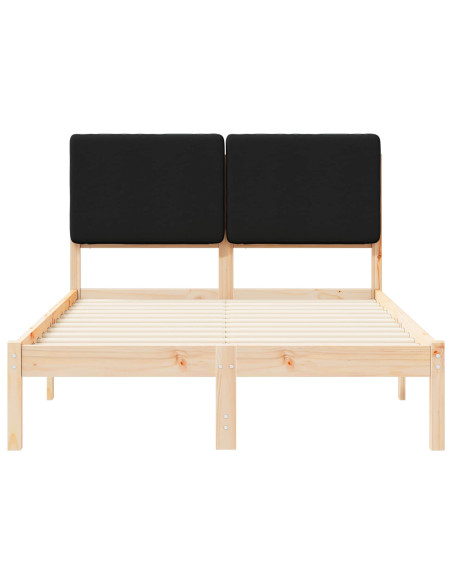 Letto con Testiera Rivestita Nero 120 x 200 cm Pino massello