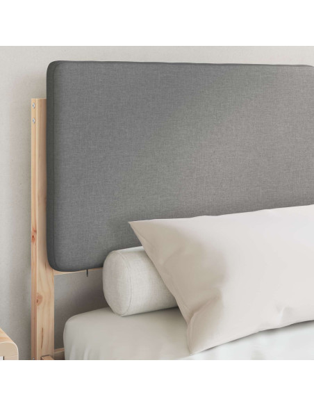Letto con Testiera Rivestita Grigio chiaro 140 x 190 cm