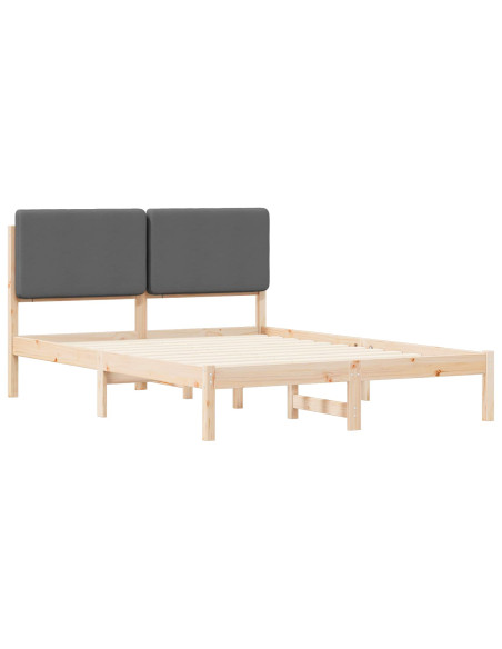 Letto con Testiera Rivestita Grigio scuro 140 x 190 cm