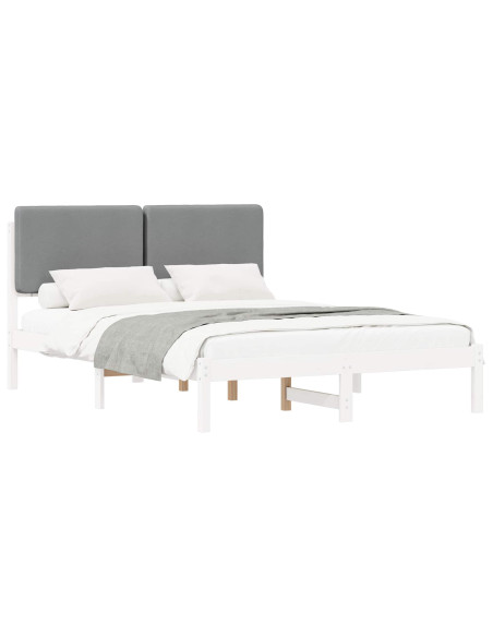 Letto con Testiera Rivestita Grigio chiaro 140 x 190 cm