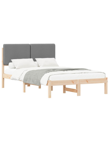 Letto con Testiera Rivestita Grigio chiaro 135 x 190 cm