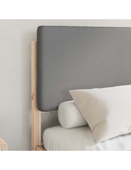 Letto con Testiera Rivestita Grigio chiaro 135 x 190 cm