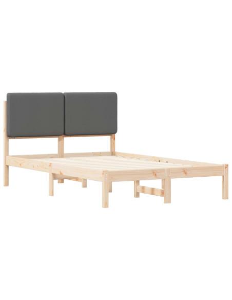 Letto con Testiera Rivestita Grigio scuro 135 x 190 cm