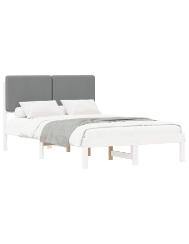Letto con Testiera Rivestita Grigio chiaro 135 x 190 cm