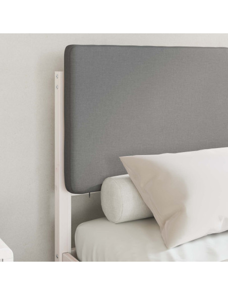 Letto con Testiera Rivestita Grigio chiaro 135 x 190 cm