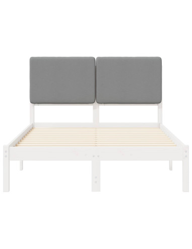 Letto con Testiera Rivestita Grigio chiaro 135 x 190 cm