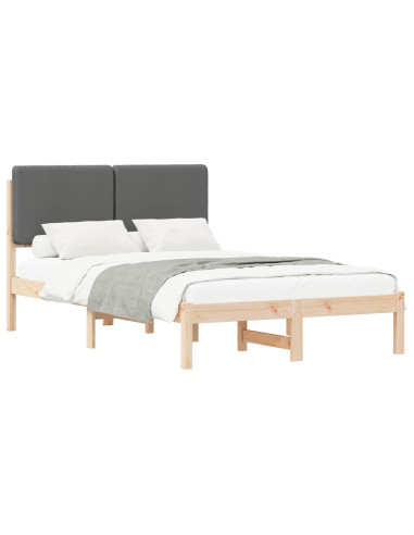 Letto con Testiera Rivestita Grigio scuro 120 x 190 cm