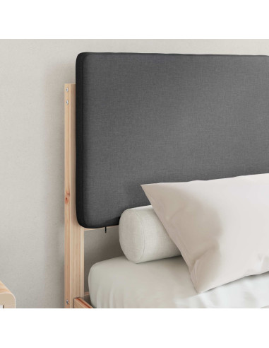 Letto con Testiera Rivestita Grigio scuro 120 x 190 cm
