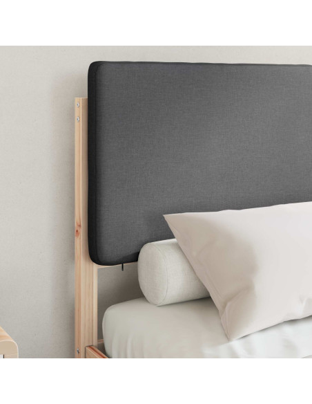 Letto con Testiera Rivestita Grigio scuro 120 x 190 cm