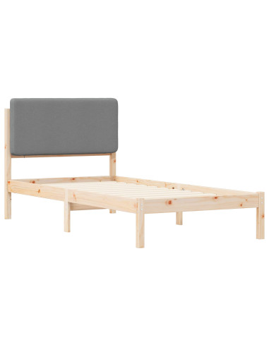Letto con Testiera Rivestita Grigio chiaro 100 x 200 cm