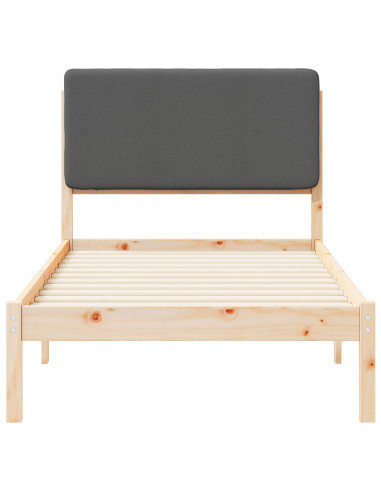 Letto con Testiera Rivestita Grigio scuro 100 x 200 cm