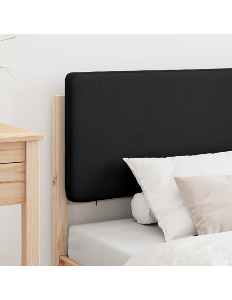 Letto con Testiera Rivestita Nero 90 x 200 cm Pino massello
