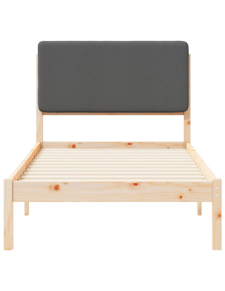 Letto con Testiera Rivestita Grigio scuro 80 x 200 cm