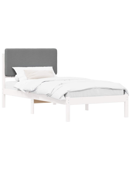 Letto con Testiera Rivestita Grigio chiaro 80 x 200 cm