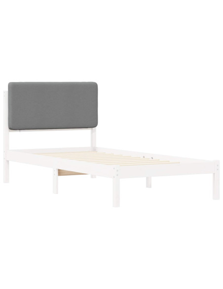 Letto con Testiera Rivestita Grigio chiaro 80 x 200 cm