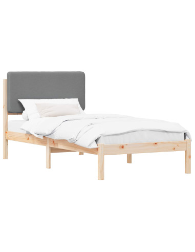 Letto con Testiera Rivestita Grigio chiaro 90 x 190 cm