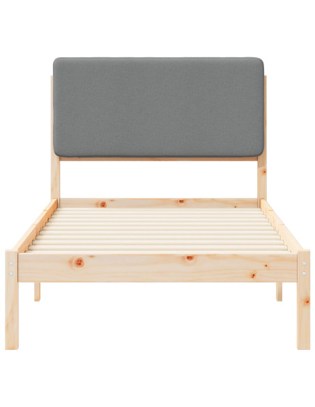 Letto con Testiera Rivestita Grigio chiaro 90 x 190 cm