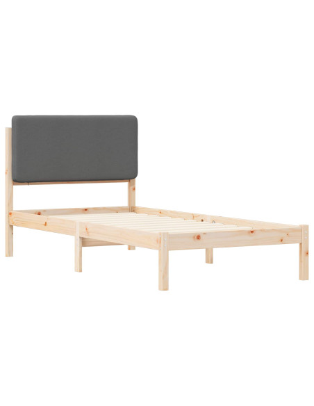 Letto con Testiera Rivestita Grigio scuro 90 x 190 cm