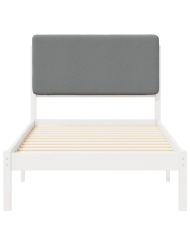 Letto con Testiera Rivestita Grigio chiaro 75 x 190 cm