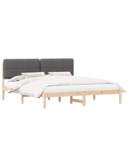 Letto con Testiera Rivestita Grigio scuro 180 x 200 cm