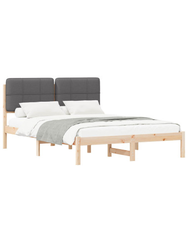 Letto con Testiera Rivestita Grigio scuro 160 x 200 cm