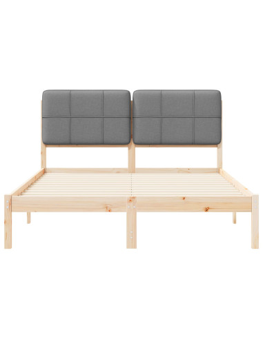 Letto con Testiera Rivestita Grigio chiaro 140 x 200 cm