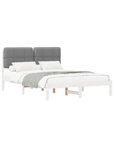 Letto con Testiera Rivestita Grigio chiaro 140 x 200 cm 2