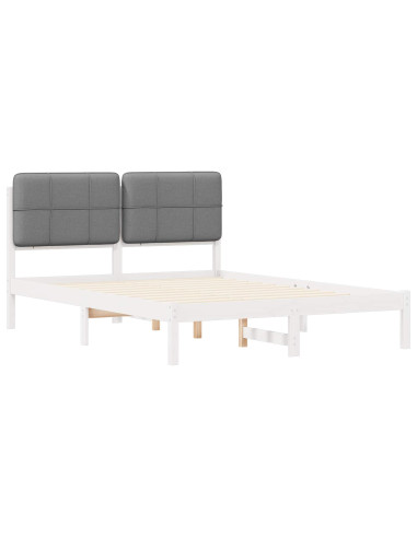 Letto con Testiera Rivestita Grigio chiaro 140 x 200 cm