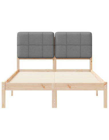 Letto con Testiera Rivestita Grigio chiaro 120 x 200 cm