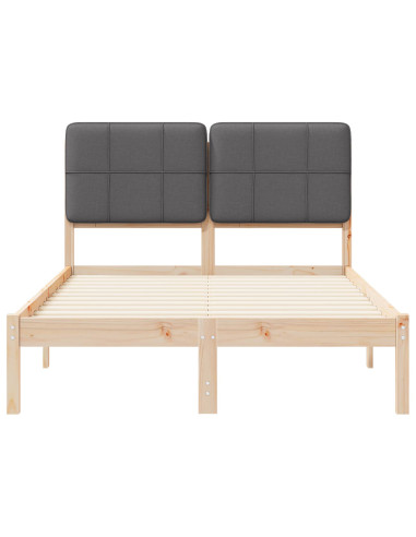 Letto con Testiera Rivestita Grigio scuro 120 x 200 cm