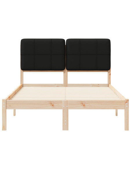 Letto con Testiera Rivestita Nero 120 x 200 cm Pino massello