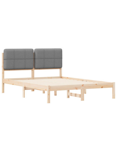 Letto con Testiera Rivestita Grigio chiaro 140 x 190 cm