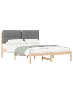 Letto con Testiera Rivestita Grigio chiaro 135 x 190 cm 2