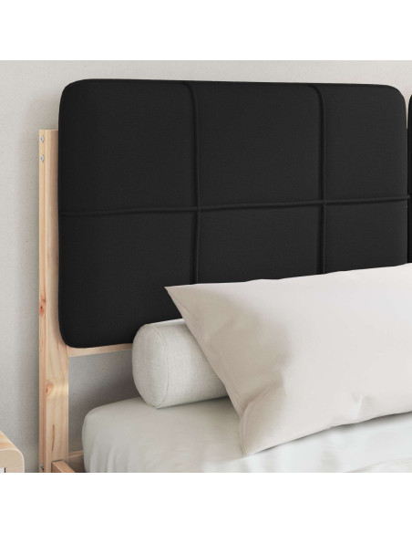 Letto con Testiera Rivestita Nero 135 x 190 cm Pino massello