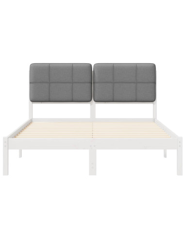Letto con Testiera Rivestita Grigio chiaro 135 x 190 cm