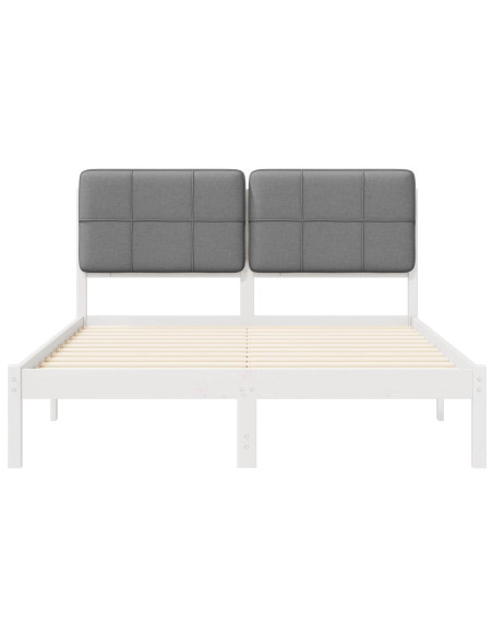 Letto con Testiera Rivestita Grigio chiaro 135 x 190 cm
