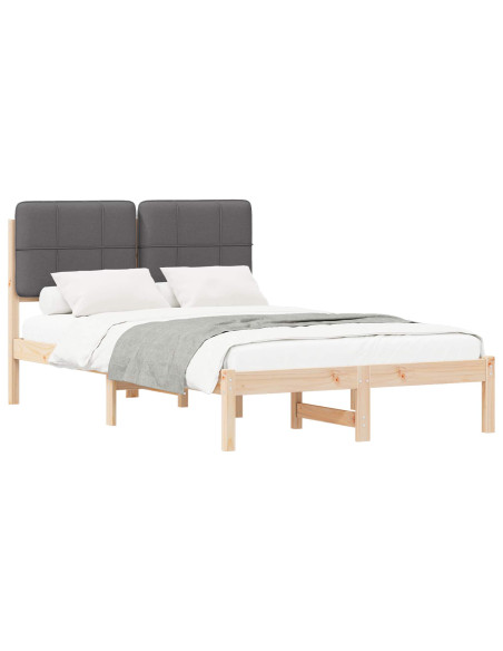 Letto con Testiera Rivestita Grigio scuro 120 x 190 cm