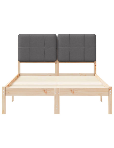 Letto con Testiera Rivestita Grigio scuro 120 x 190 cm