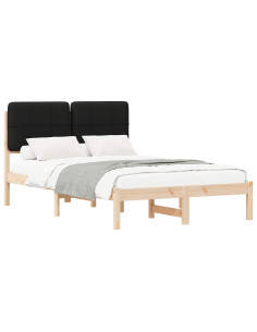 Letto con Testiera Rivestita Nero 120 x 190 cm Pino massello 2