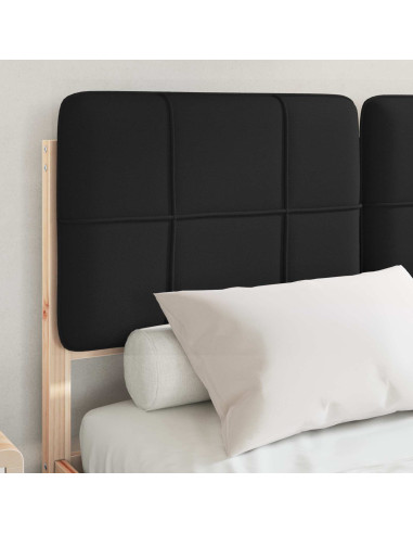 Letto con Testiera Rivestita Nero 120 x 190 cm Pino massello