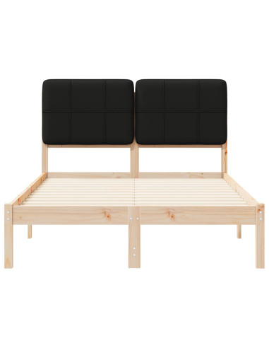 Letto con Testiera Rivestita Nero 120 x 190 cm Pino massello