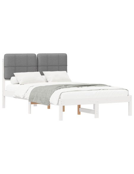 Letto con Testiera Rivestita Grigio chiaro 120 x 190 cm