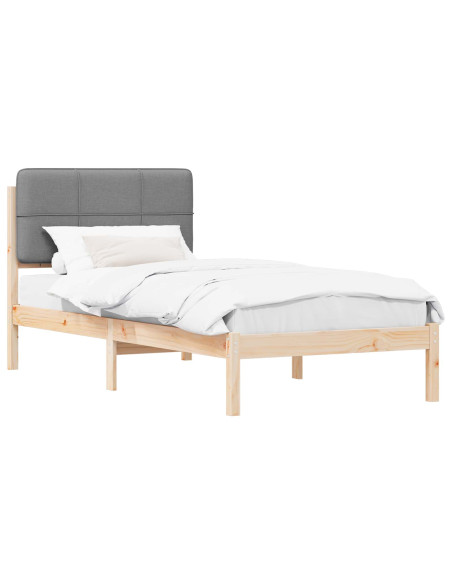 Letto con Testiera Rivestita Grigio chiaro 100 x 200 cm
