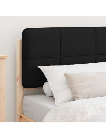 Letto con Testiera Rivestita Nero 100 x 200 cm Pino massello