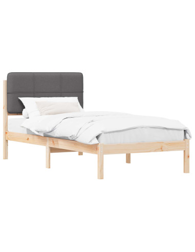 Letto con Testiera Rivestita Grigio scuro 90 x 200 cm