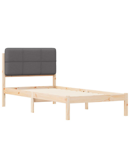 Letto con Testiera Rivestita Grigio scuro 90 x 200 cm