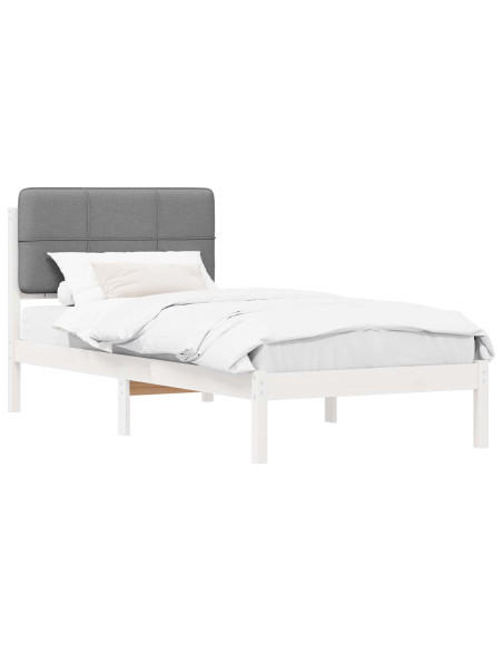 Letto con Testiera Rivestita Grigio chiaro 90 x 200 cm