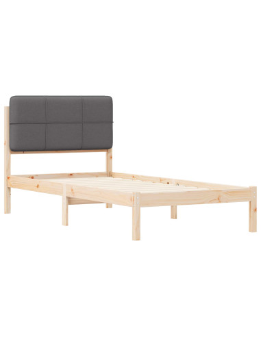 Letto con Testiera Rivestita Grigio scuro 90 x 190 cm