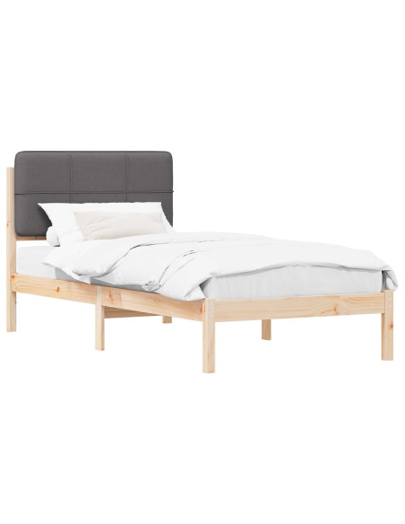 Letto con Testiera Rivestita Grigio scuro 75 x 190 cm